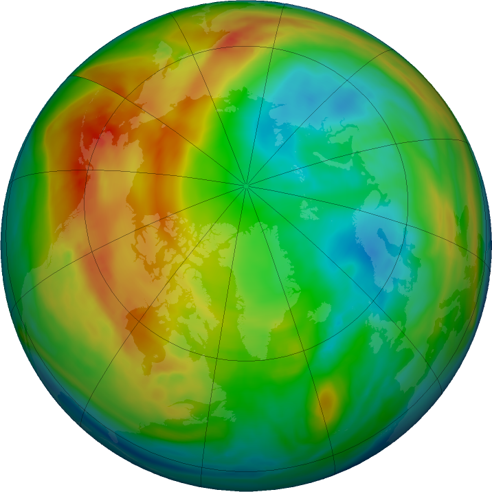 Arctic ozone map for 01 January 2020